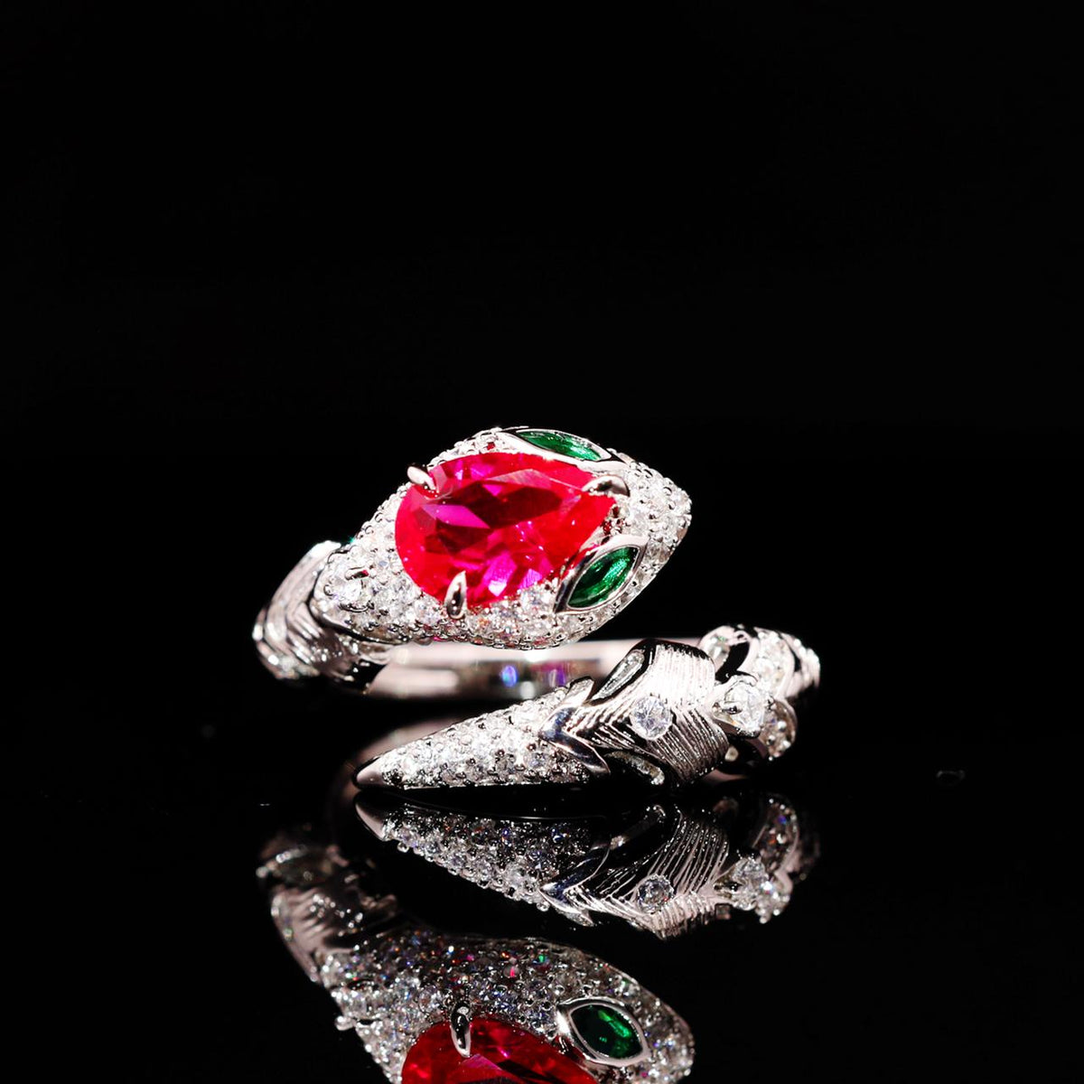 Adriana Red Luxury Bridal Full Set with High-Quality Zircon Stones Rhodium Plated