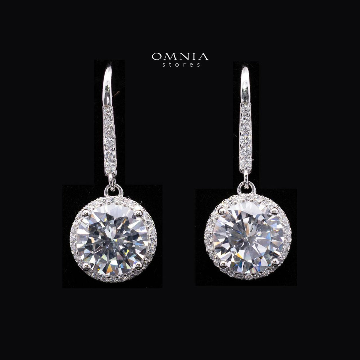 Arlette Halo Round Cut Necklace and Earrings Set in 925 Sterling Silver with Premium Simulated Diamonds