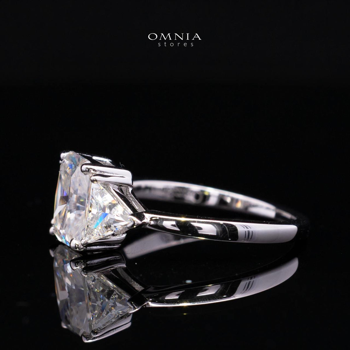 Latimah White Moissanite Ring with GRA Certificate Radiant 6x8mm (2ct) Simulated Diamond 925 Sterling Silver