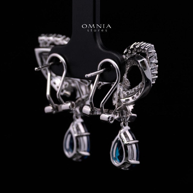 Mary Winged Blue Drop Earrings: High-Quality Premium Simulated Diamond in 925 Silver