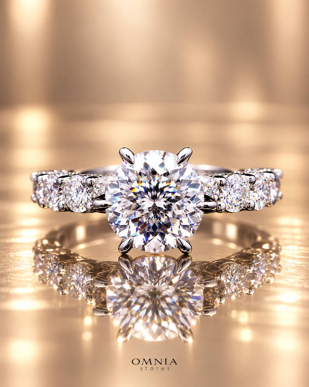 Fabia Ring with Certified High-Quality Premium Simulated Diamonds in 925 Sterling Silver