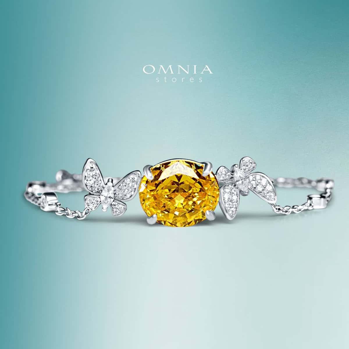 Omnia Maysun Yellow Bracelet In 92.5 Silver High Quality Simulated Diamonds