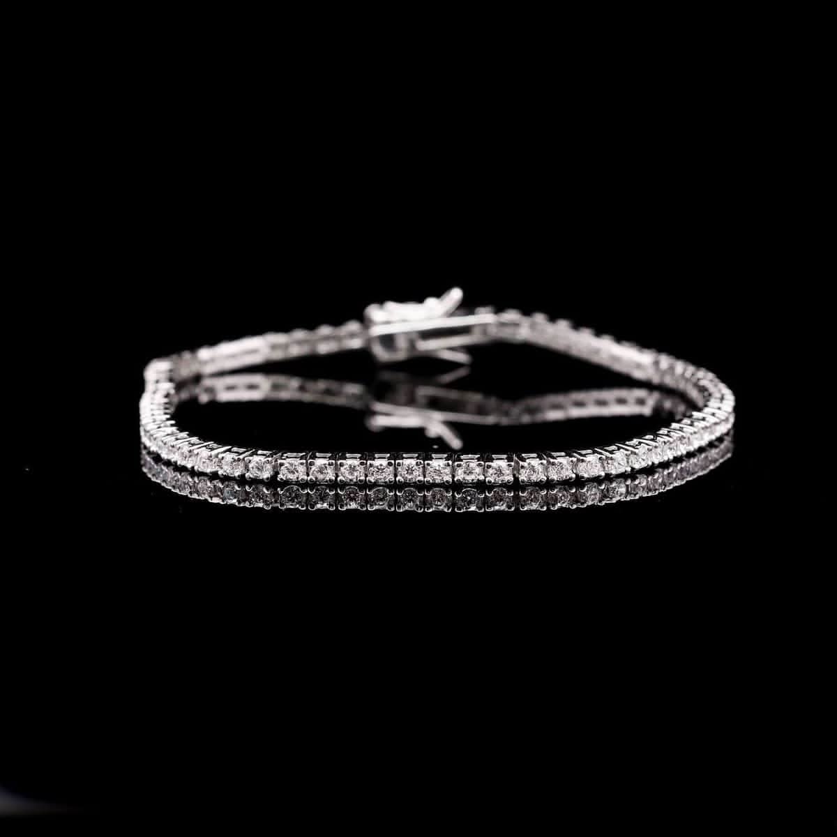 Omnia Imani Slim Tennis Bracelet 2mm in 92.5 Silver with Radiant-Cut High-Quality Simulated Diamonds - OMNIASTORES UAE