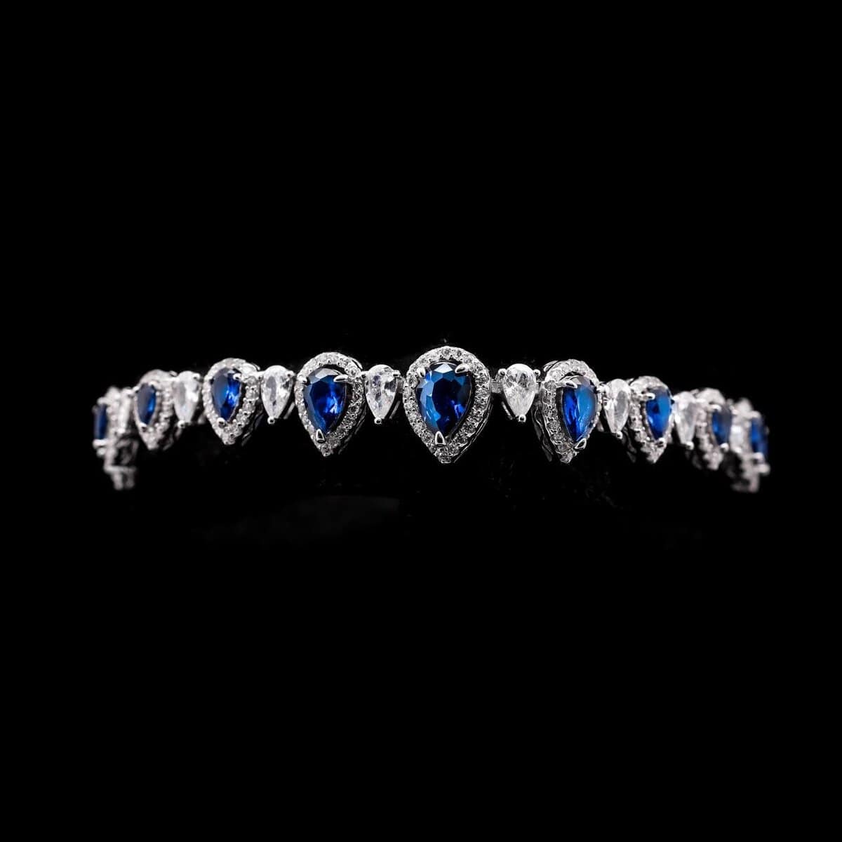 Sundus Blue Bridal Full Set – Premium Rhodium Plated with High-Quality Zircon Stones