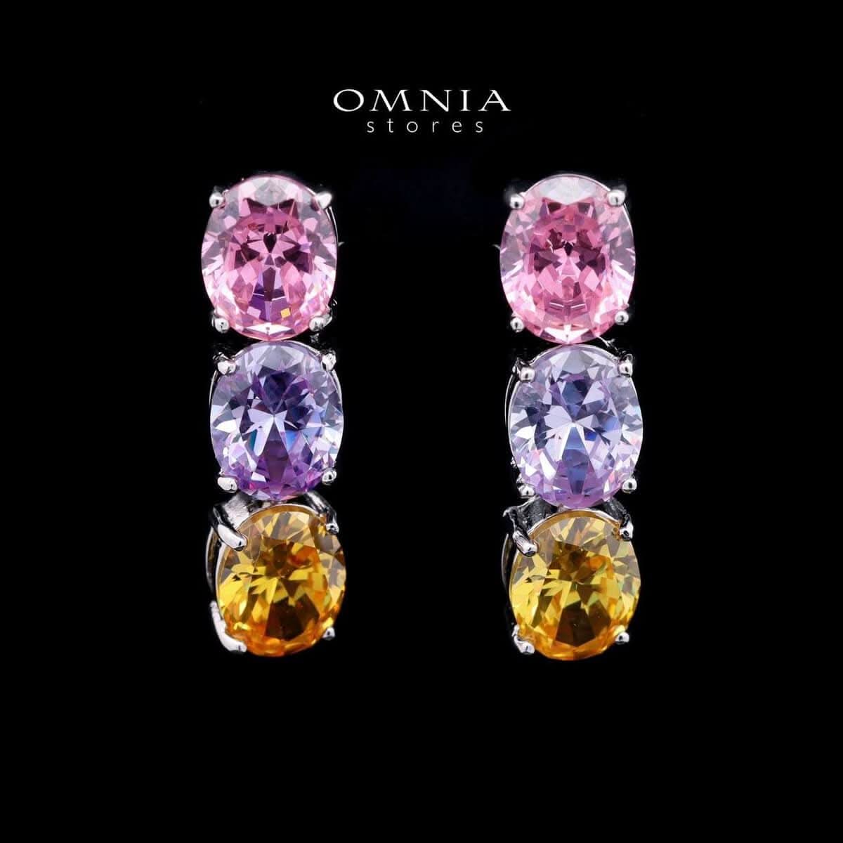 Omnia Artemis Baby Pink Multi-Colored Bridal Set with Round and Oval Cut High Quality Simulated Diamonds Premium Rhodium Plated - OMNIASTORES UAE