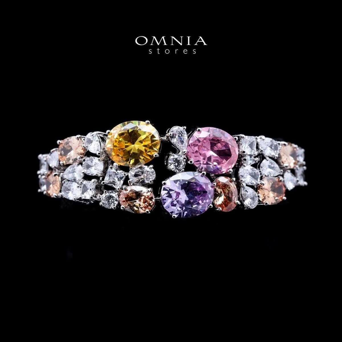 Omnia Artemis Baby Pink Multi-Colored Bridal Set with Round and Oval Cut High Quality Simulated Diamonds Premium Rhodium Plated - OMNIASTORES UAE