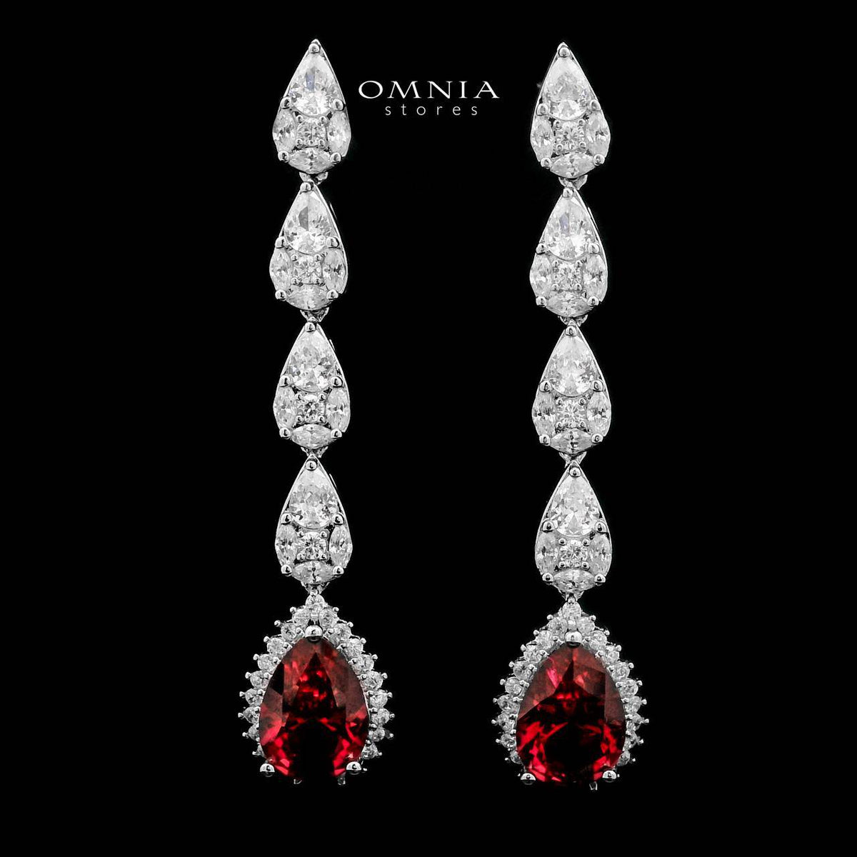 Omnia Radya Red Bridal Full Set in High Quality Zircon Stone Premium Rhodium Plated - OMNIASTORES UAE