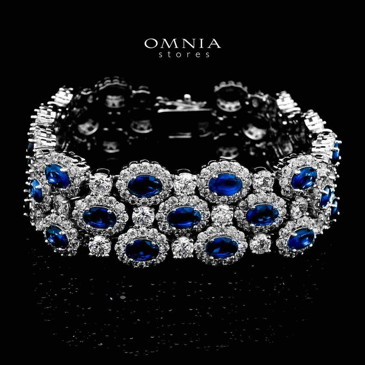 Omnia Viviana Blue Bracelet Set in High Quality Zircon Stone in Tarnish Resistant Plating