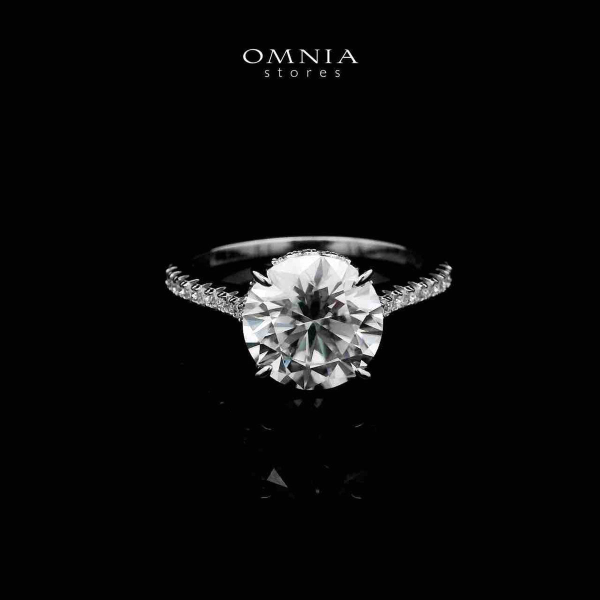 Omnia Faiza White Ring 92.5 Silver Certified in High Quality Moissanite Stone - OMNIASTORES UAE