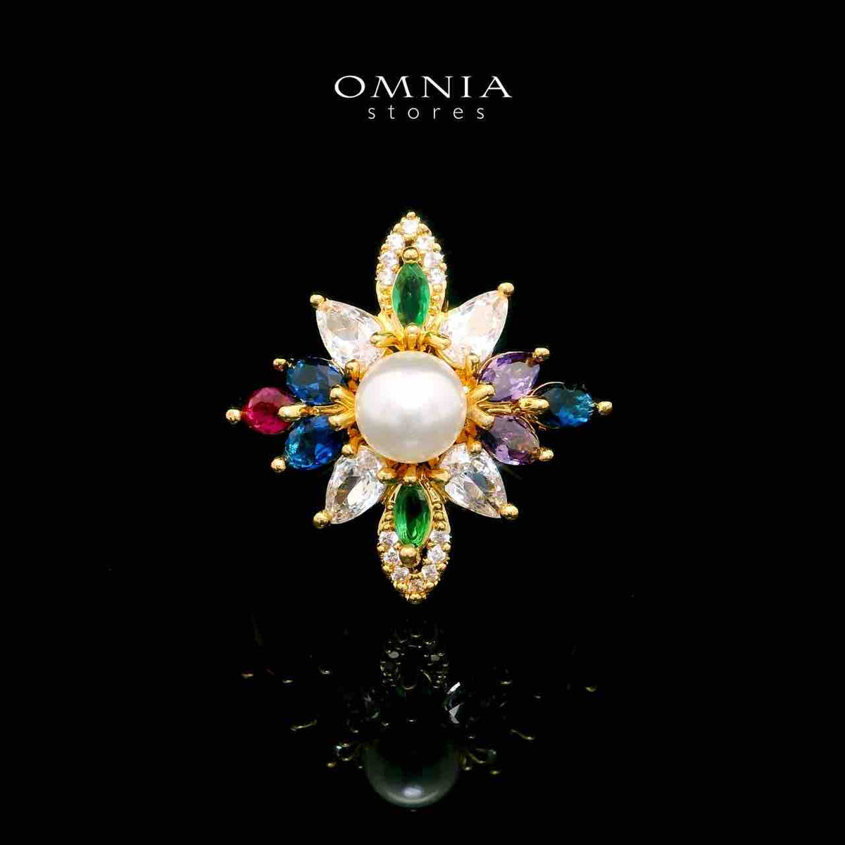 Omnia Safa Golden Multi Colored Bridal Long Chain Full Set in High Quality Zircon Stone Rhodium Plated - OMNIASTORES UAE