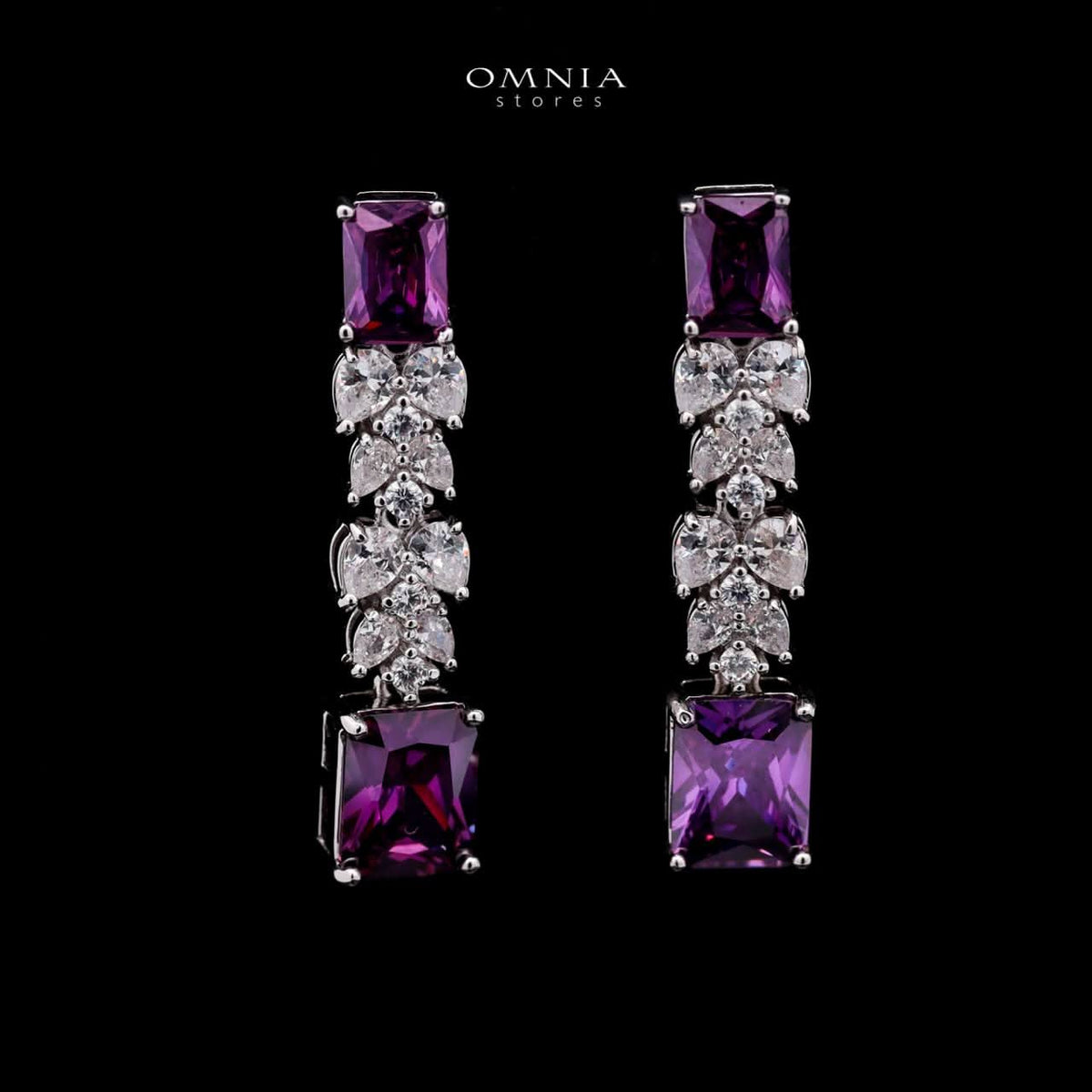 Omnia Amelia Purple Bridal Full Set in High Quality Simulated Diamonds Premium Rhodium Plated - OMNIASTORES UAE