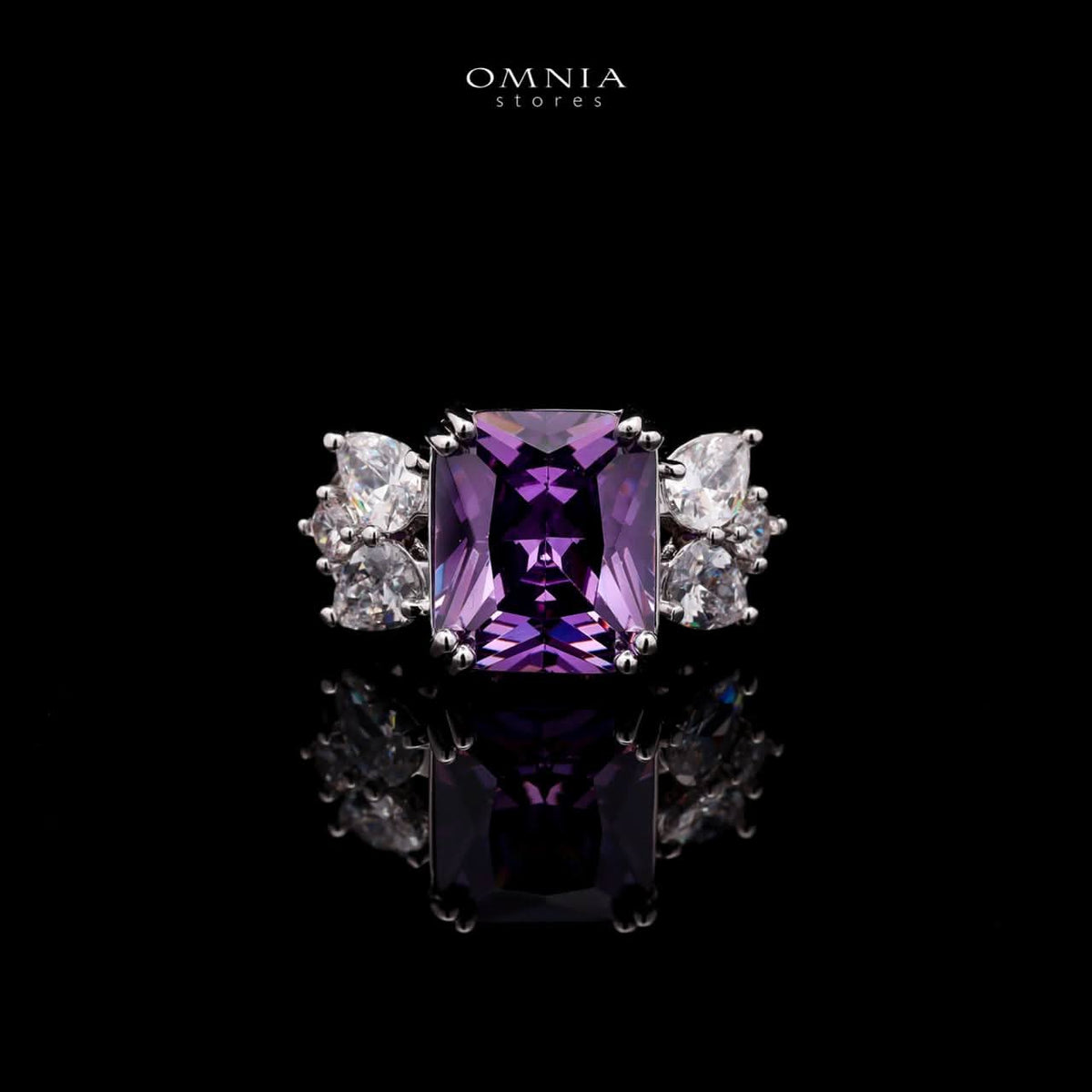 Omnia Amelia Purple Bridal Full Set in High Quality Simulated Diamonds Premium Rhodium Plated - OMNIASTORES UAE