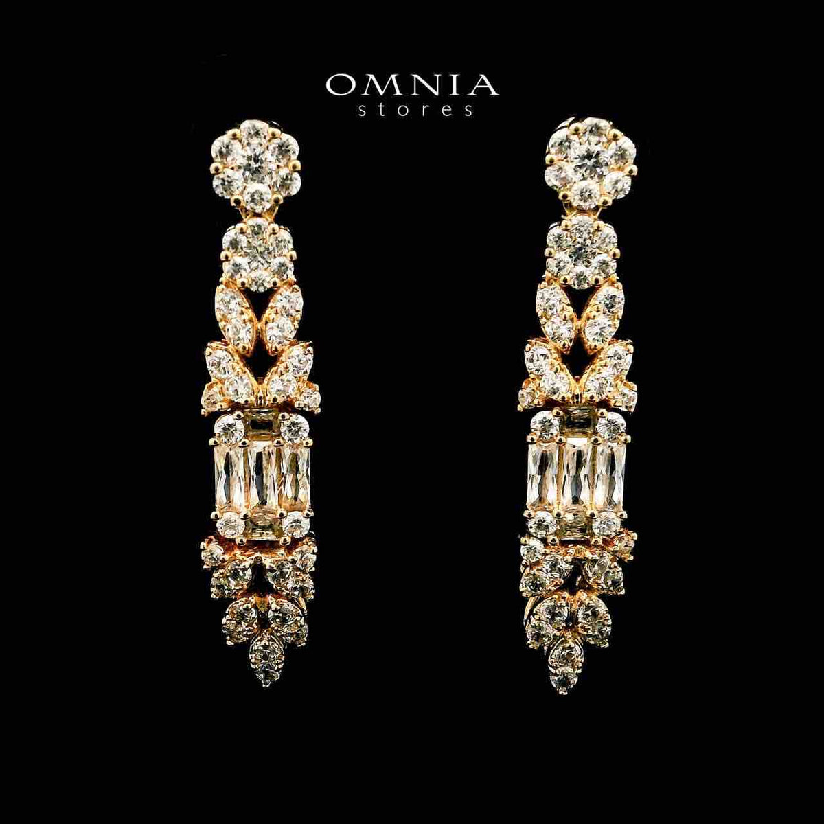 Omnia Elham Gold Plated Bridal Full Set in High Quality Zircon Stone in Rhodium Plated - OMNIASTORES UAE