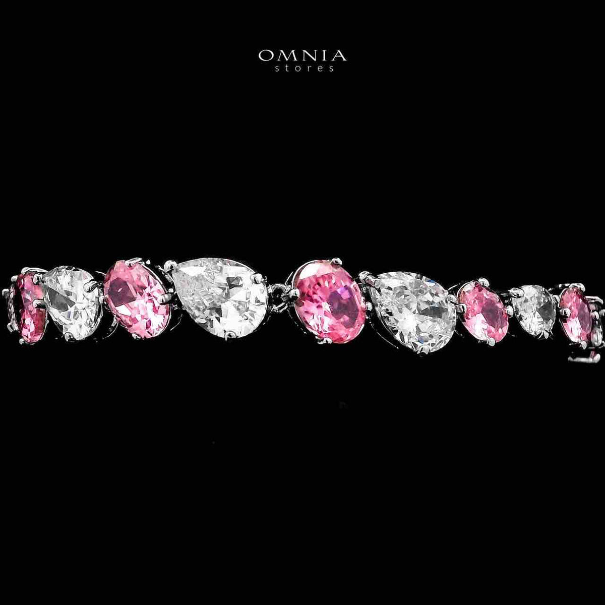 Omnia Lamia White And Pink Bridal Full Set with High-Quality Simulated Diamonds Rhodium Plated - OMNIASTORES UAE