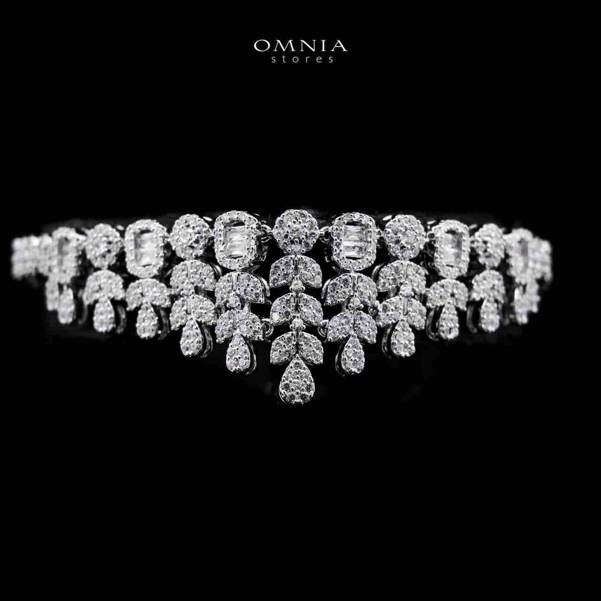 Omnia Fareeda White Bridal Full Set in High Quality Zircon Stone in Rhodium Plated - OMNIASTORES UAE