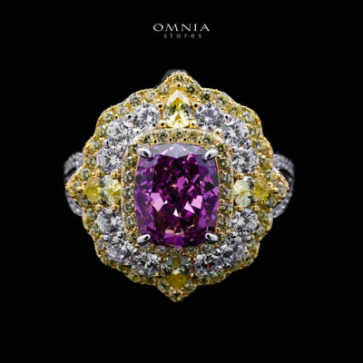 Omnia Maliya Purple Ring in 92.5 Silver High Quality Simulated Diamonds