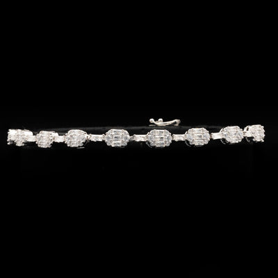 سوار أمنية هنية الأبيض من الفضة عيار 925 مع ألماس مٌحاكَى عالي الجودة