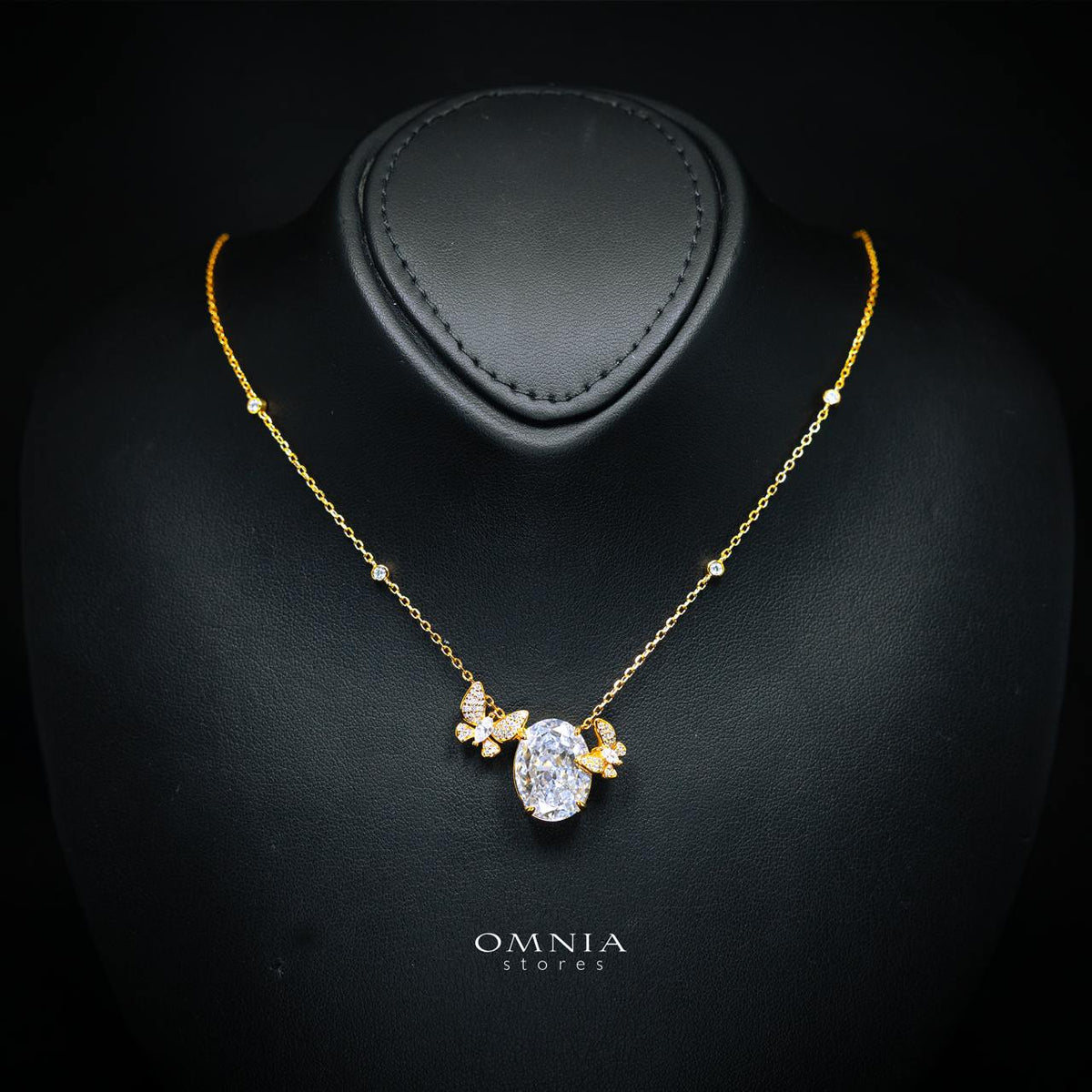 Maysun White Gold-Plated Necklace in 925 Silver with Premium Simulated Diamonds