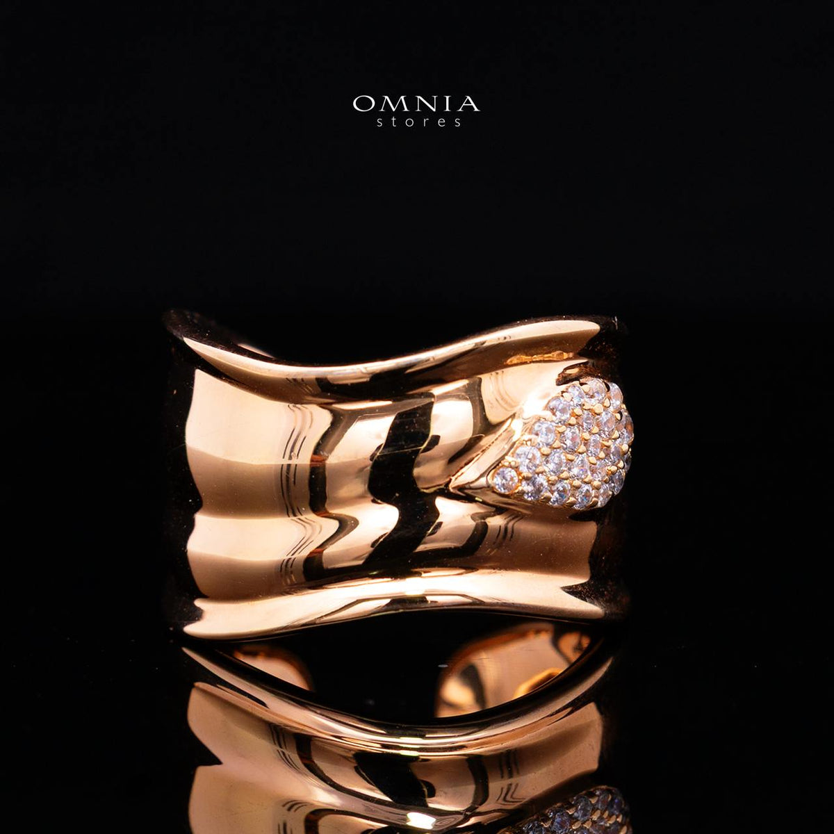 Kaelora Rose Gold Ring with High-Quality Premium Simulated Diamonds in 925 Sterling Silver