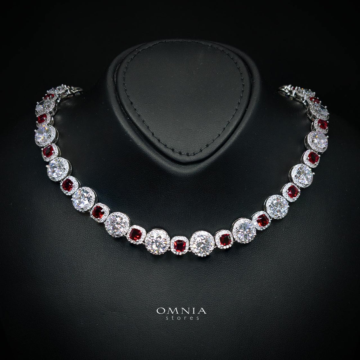Lilian Red Bridal Full Set in High Quality Simulated Diamonds Rhodium Plated