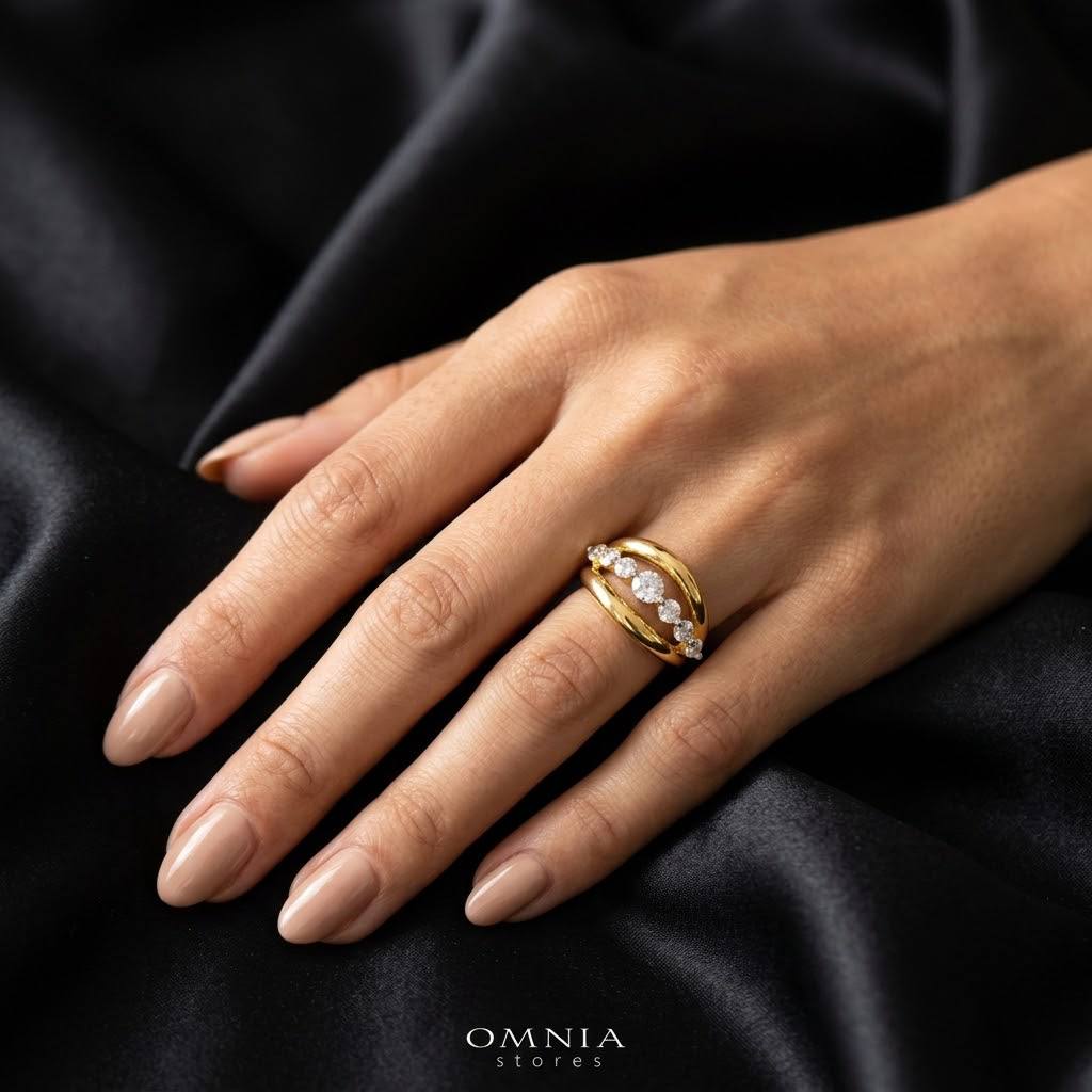 Jazmina Gold-Plated Ring in 925 Silver with Premium Simulated Diamonds