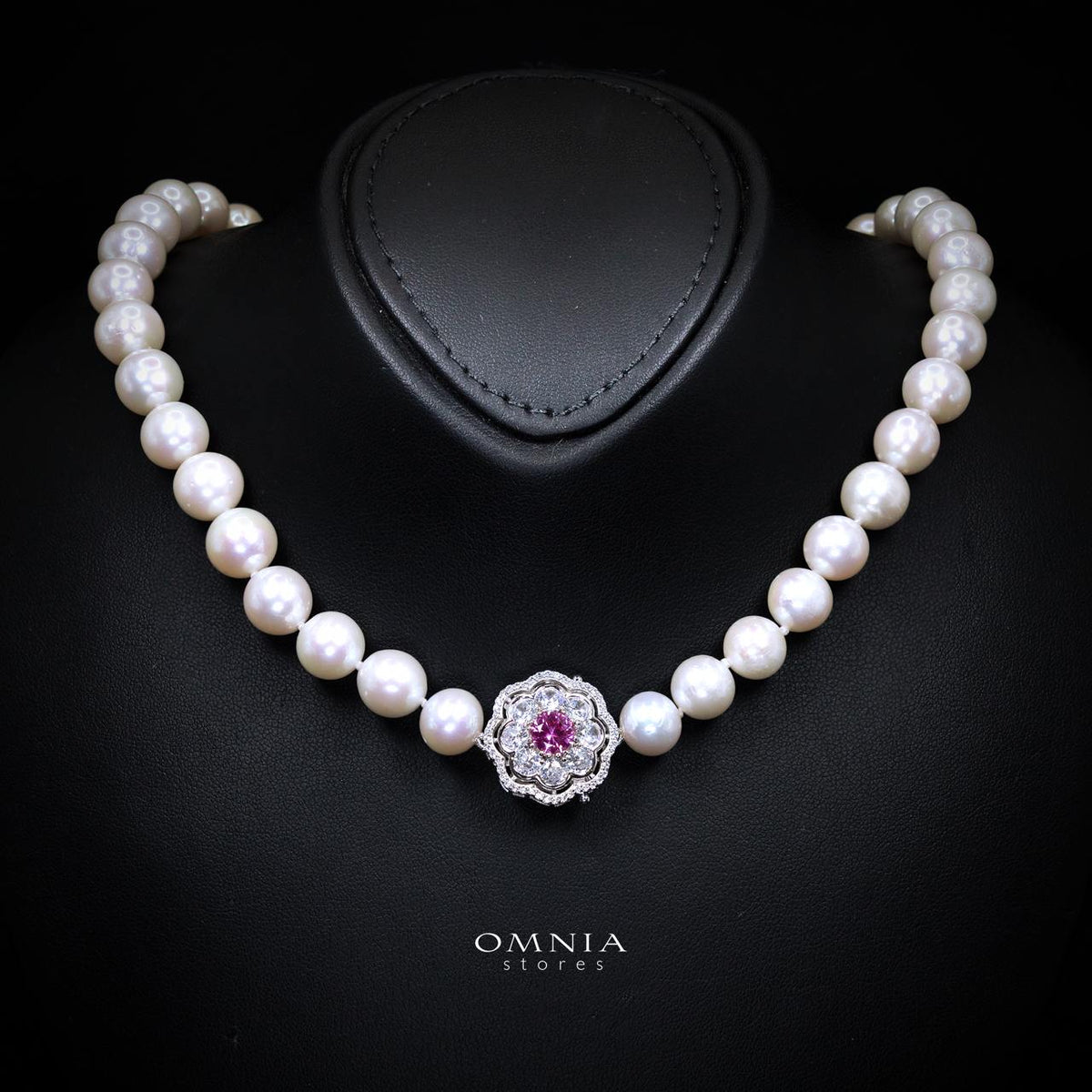 Omnia Ameenah Fresh Real Water Pearl Necklace and Bracelet Set in 925 Silver Accessories High Quality Simulated Diamonds