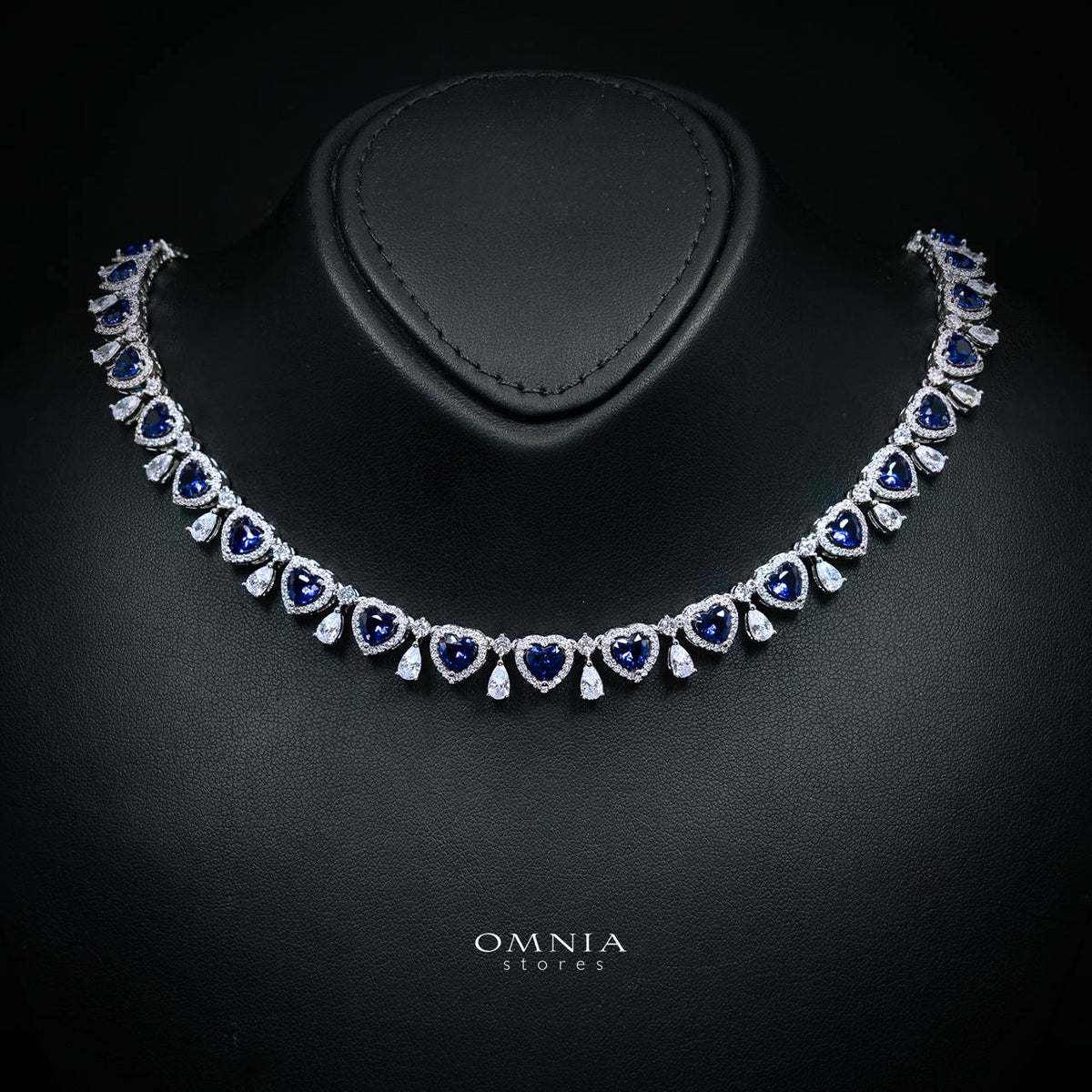 Talina Blue Luxury Bridal Full Jewelry Set with High-Quality Premium Simulated Diamonds-Rhodium-Plated