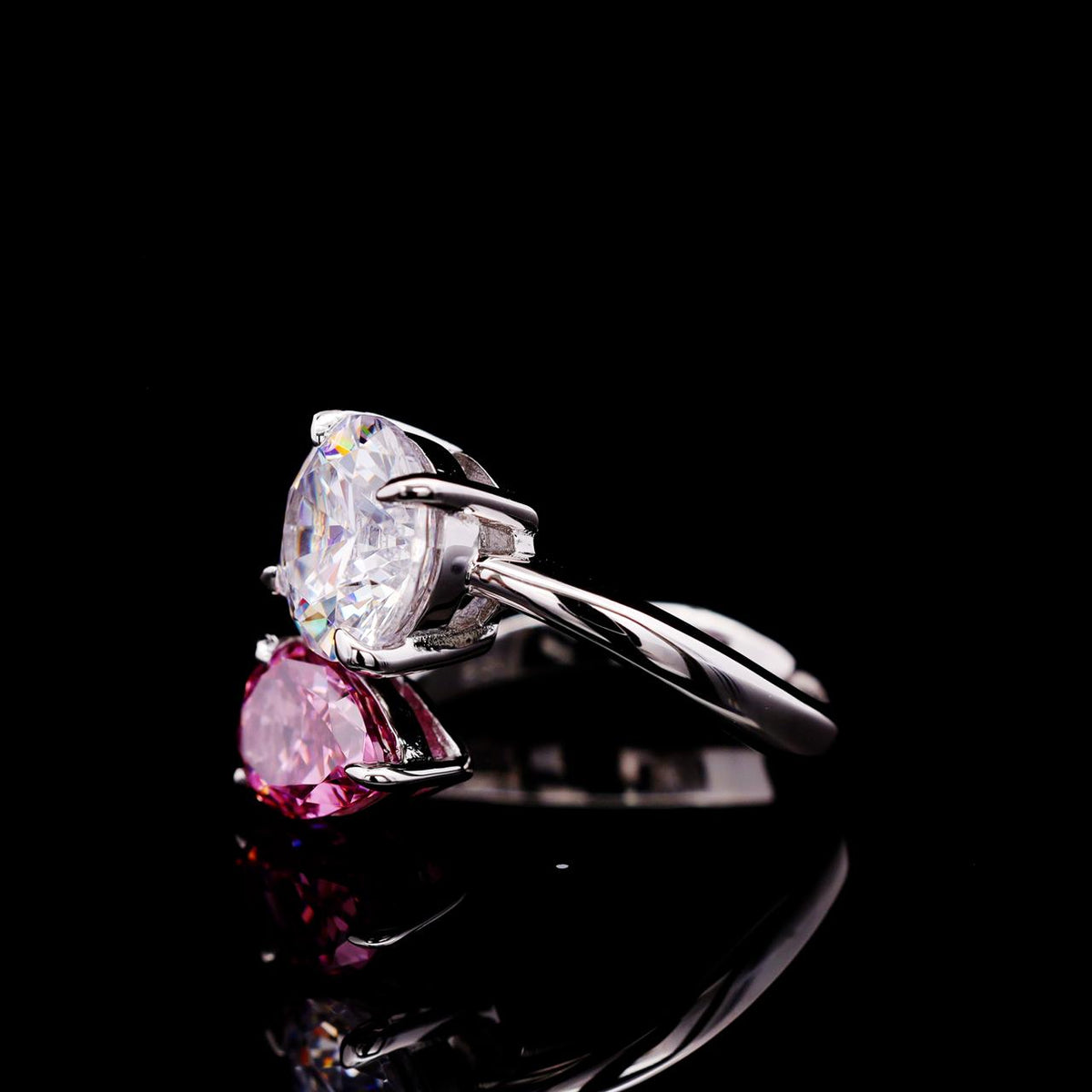 Hoorain Open Ring with Certificate | High-Quality Simulated Diamonds in 925 Sterling Silver