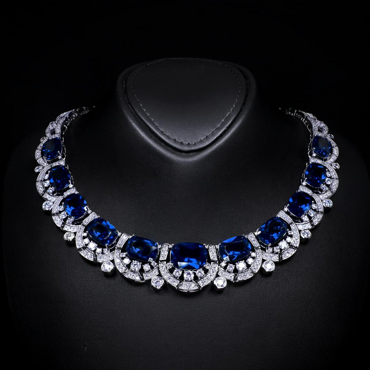 Liah Blue Luxury Bridal Full Set with High-Quality Zircon Stones Premium Rhodium Plating
