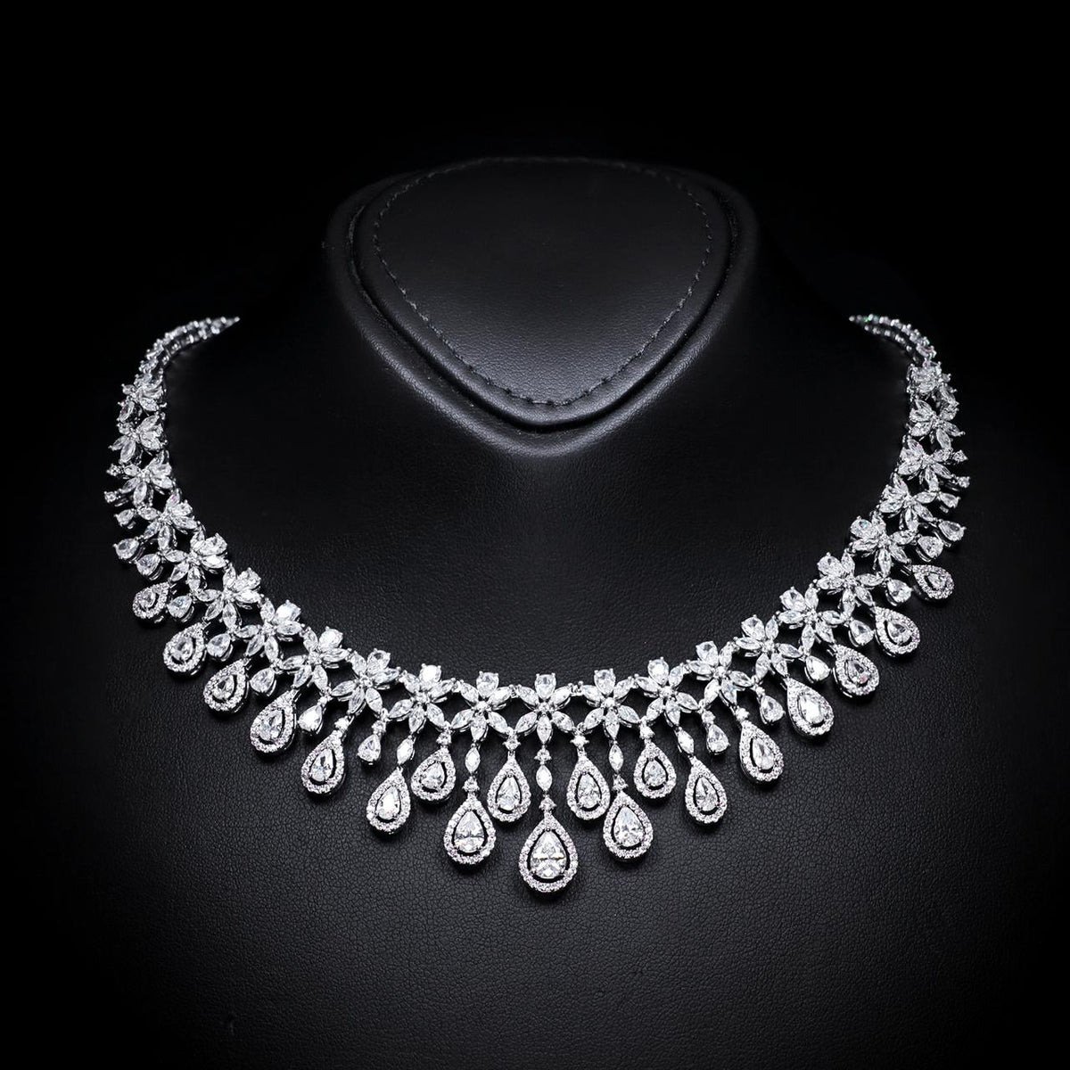Omnia Ayla White Bridal Full Set with High-Quality Zircon Stones, Premium Rhodium-Plated