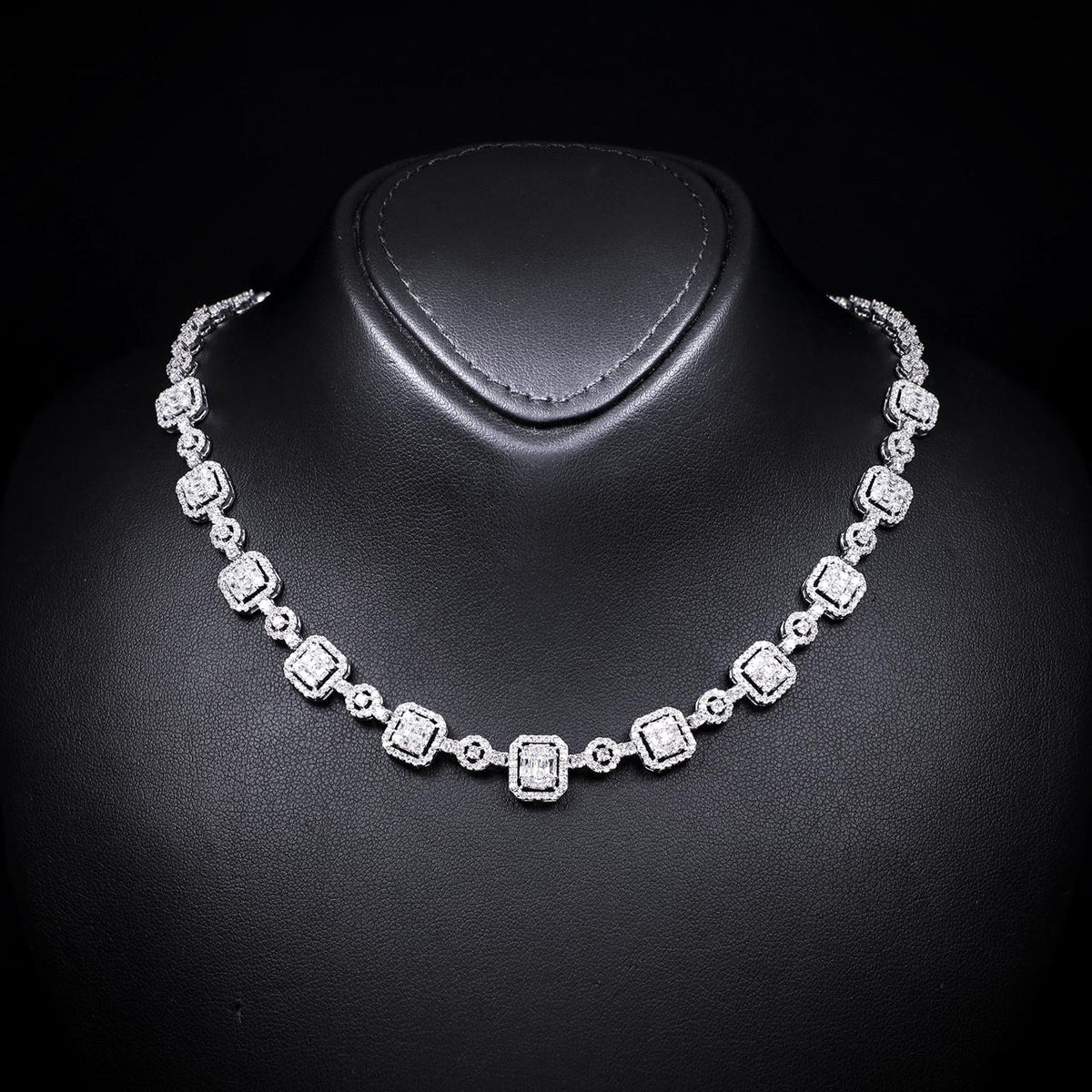 Reena White Luxury Bridal Full Set with High-Quality Zircon Stones Rhodium Plated