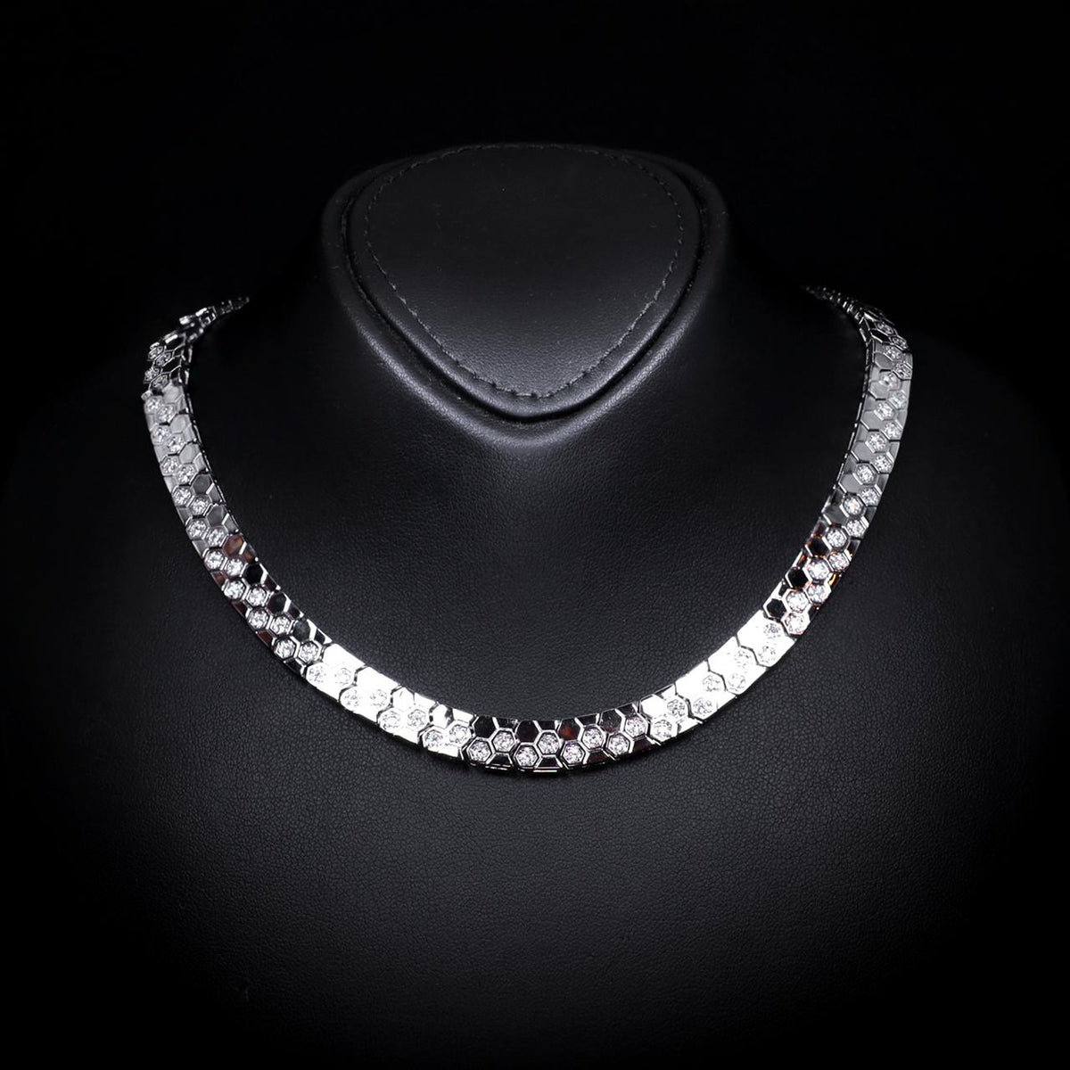 Rana White Luxury Bridal Full Set High-Quality Zircon Stones with Rhodium-Plated Finish