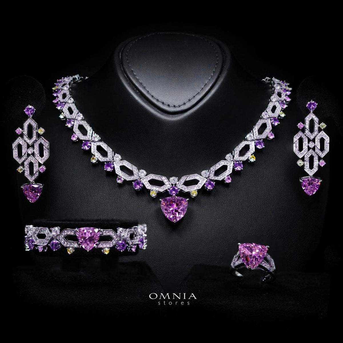 Elissa Multicolor Luxury Bridal Full Set with High-Quality Simulated Diamonds – Rhodium Plated