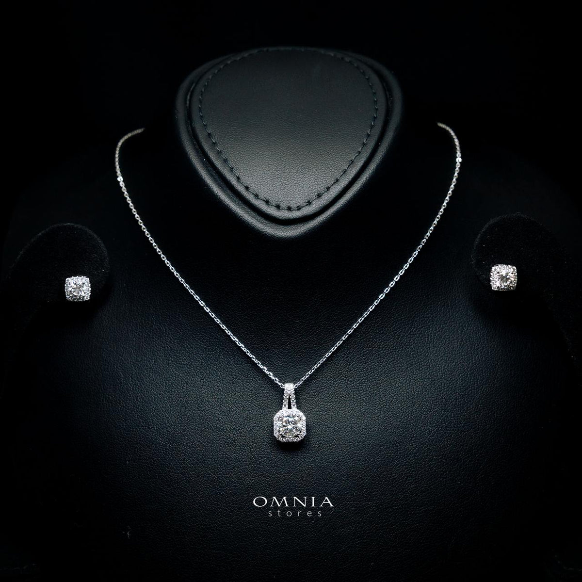 Evanna Emerald-Cut Moissanite Earring & Necklace Set 8x10mm (4CT) With GRA Certificate in 925 Sterling Silver