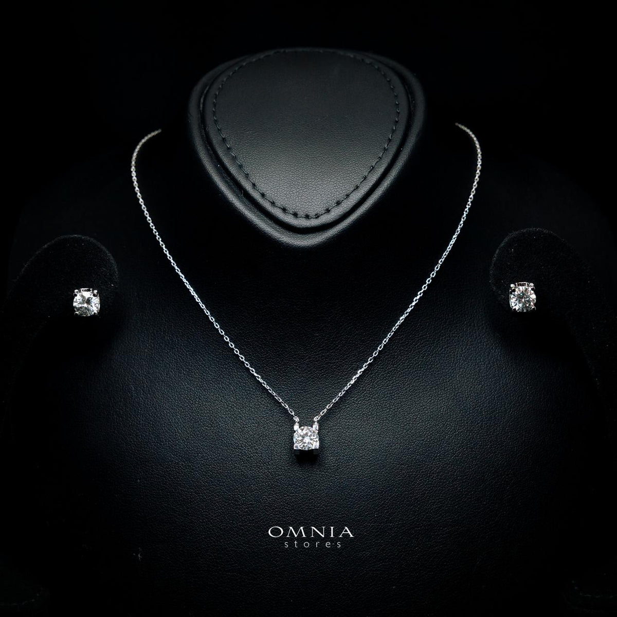 Hilarie Round Moissanite Earring & Necklace Set 6.5mm (1CT)With GRA Certificate in 925 Sterling Silver
