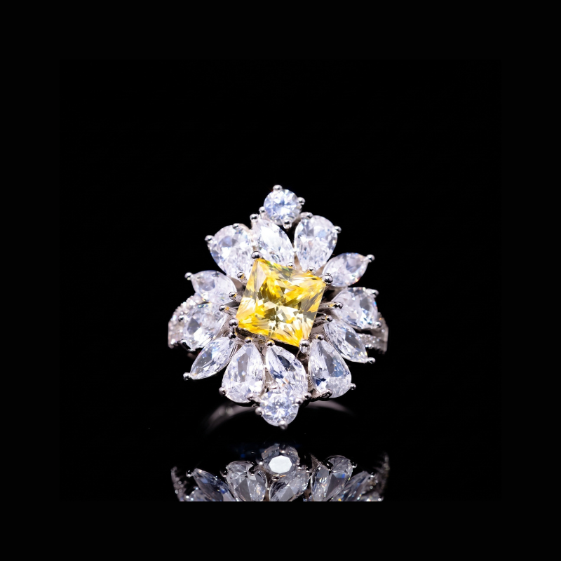 Omnia Christine Yellow Luxury Bridal Full Set In High Quality Zircon Stone Premium Rhodium Plated