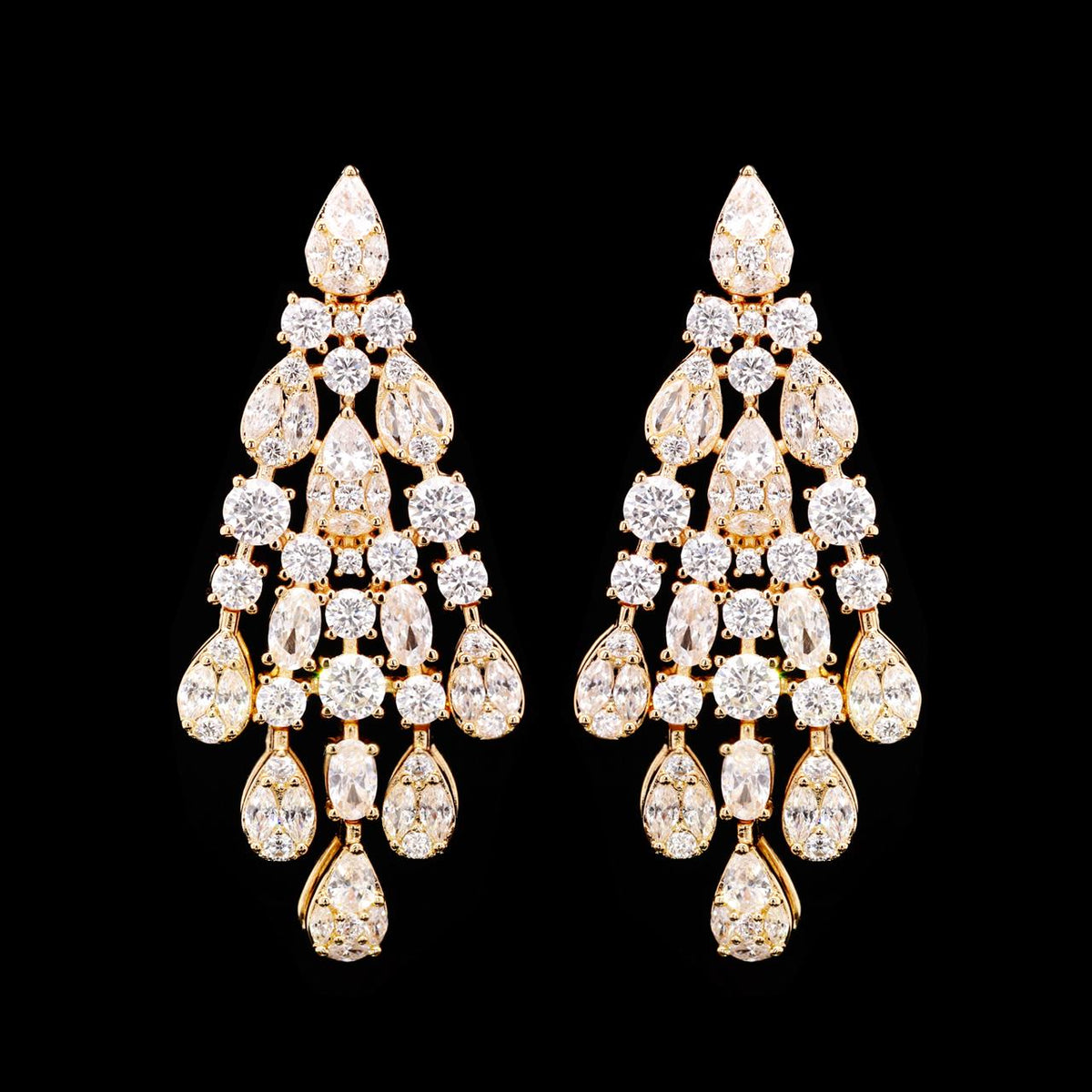 Omnia Minerva Gold Luxury Bridal Full Set Accessories in High Quality Zircon Stone in Rhodium Plated