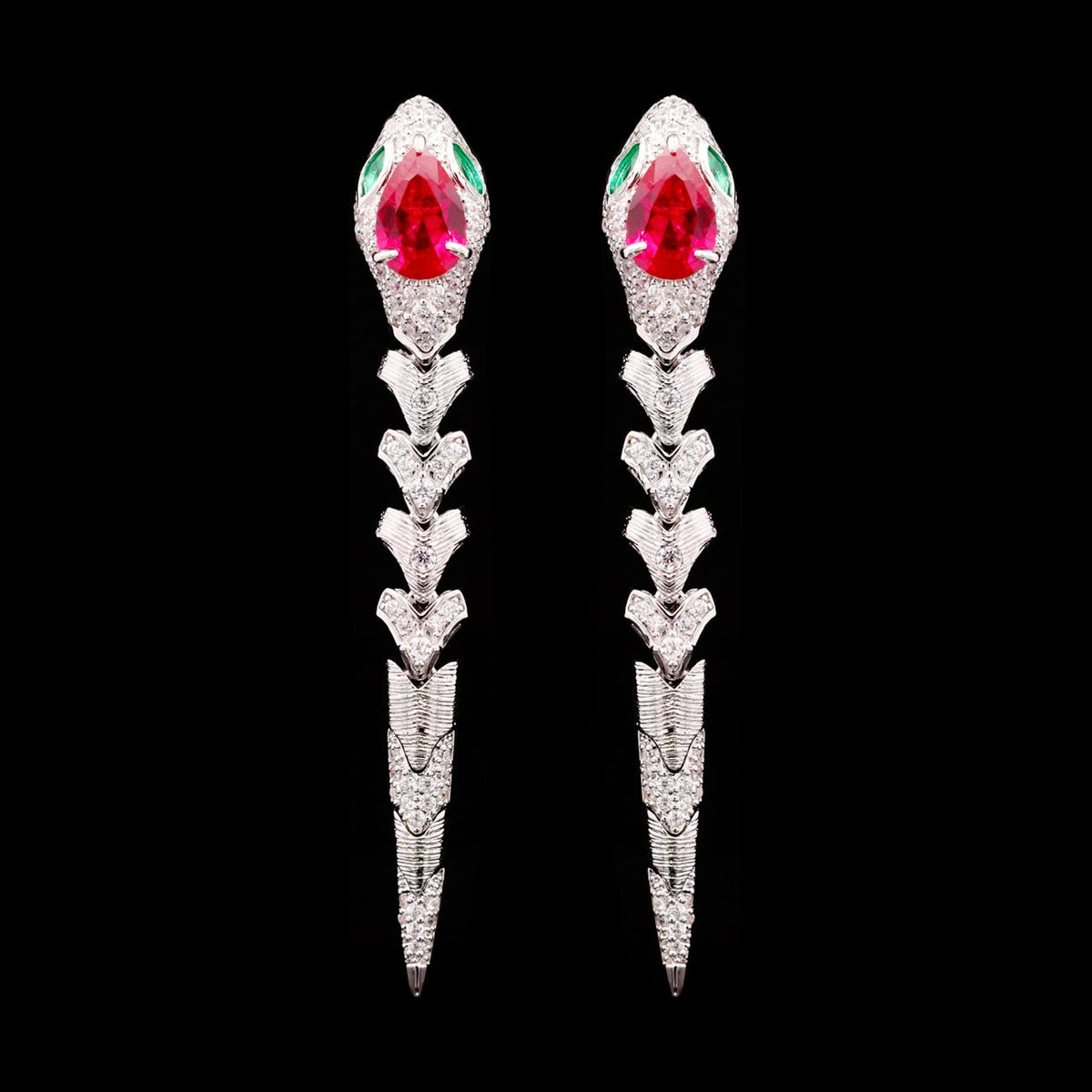 Adriana Red Luxury Bridal Full Set with High-Quality Zircon Stones Rhodium Plated