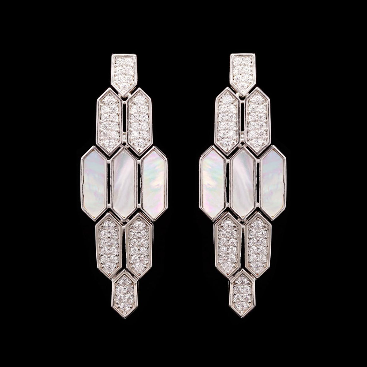 Maica White Luxury Bridal Full Set with High-Quality Zircon Stones Rhodium Plated