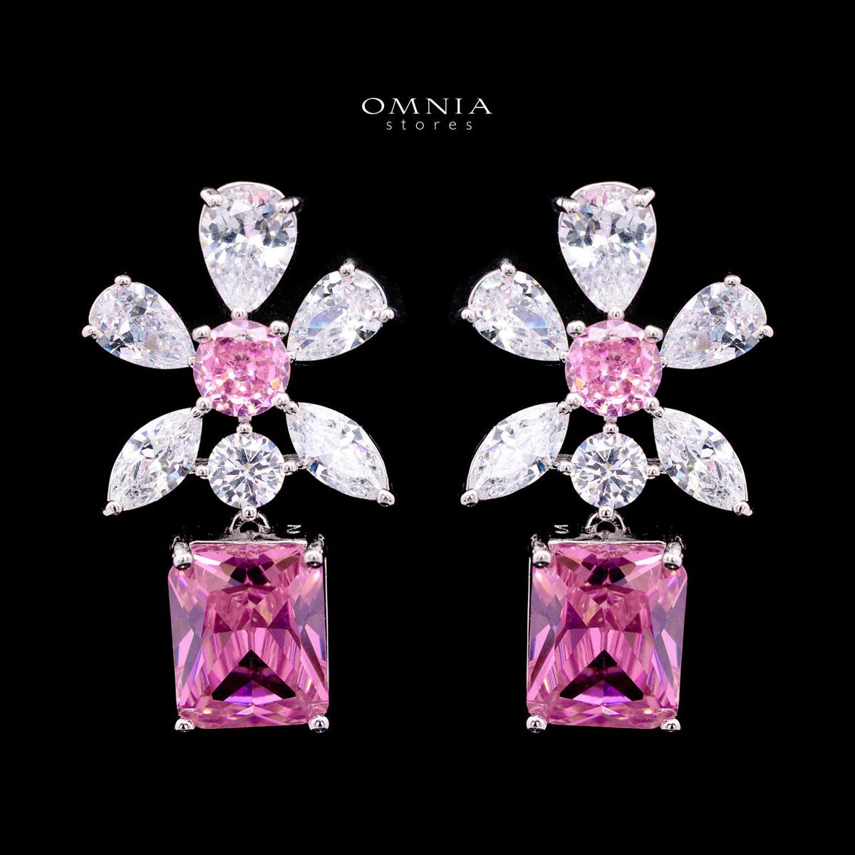 Rizza Pink Luxury Bridal Full Set with High-Quality Simulated Diamonds – Rhodium Plated