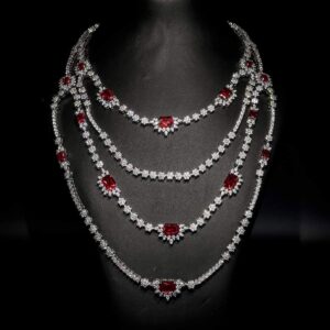 Omnia Blair Red Bridal Full Set High Quality Simulated Diamonds