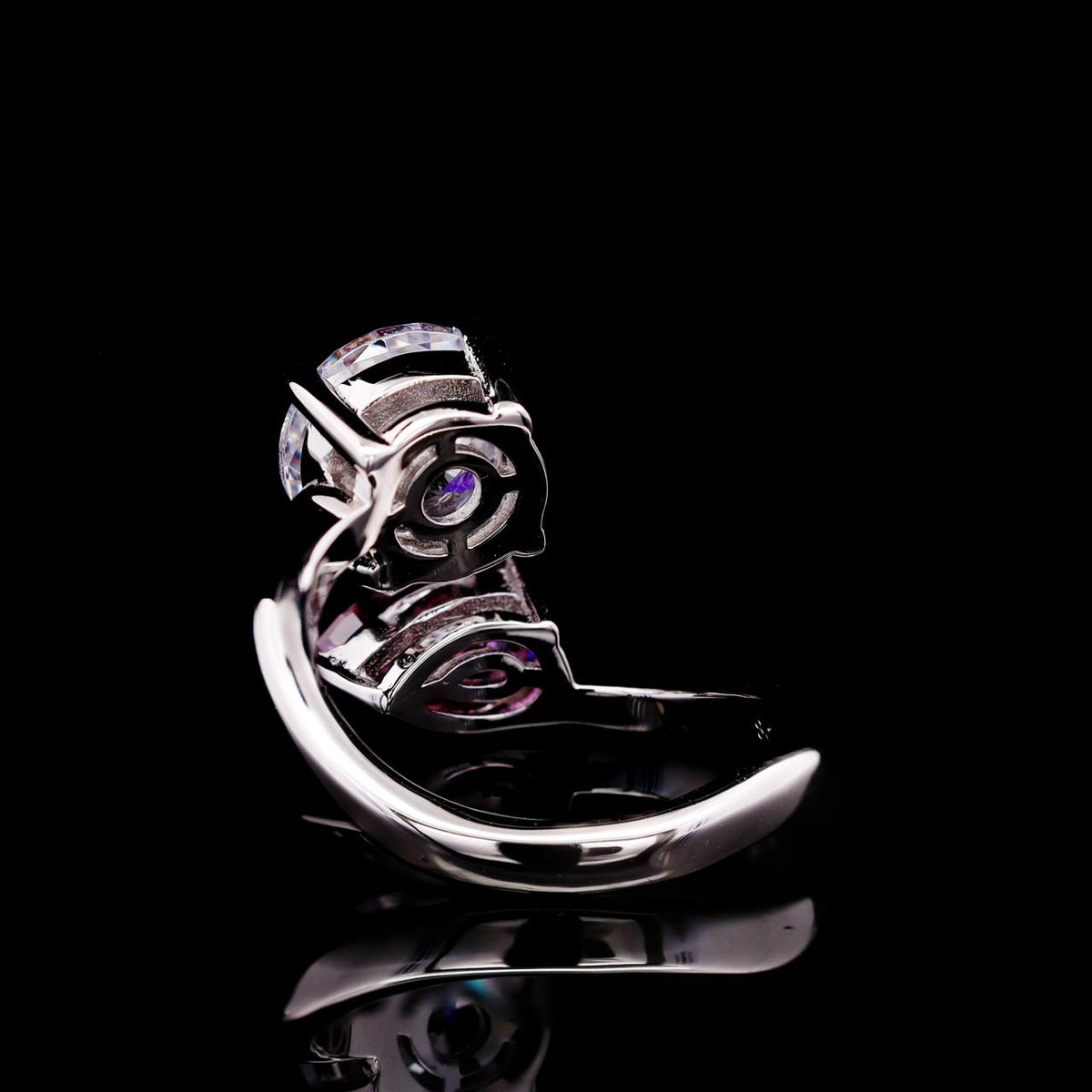 Hoorain Open Ring with Certificate | High-Quality Simulated Diamonds in 925 Sterling Silver