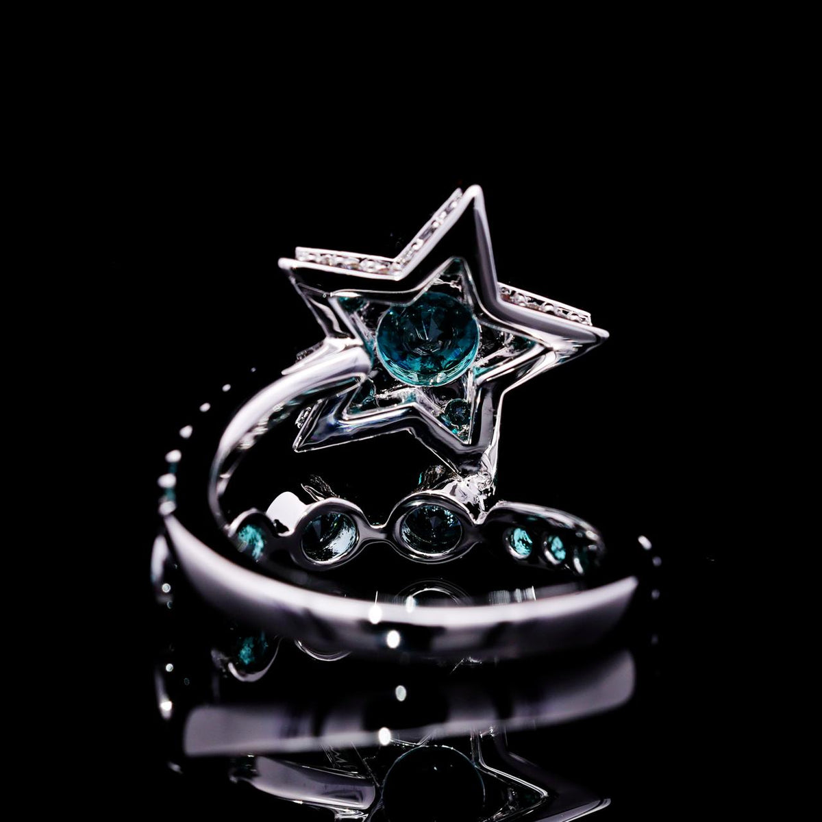 Tisha Turquoise Premium Rhodium-Plated Alloy Ring with High-Quality Simulated Diamonds