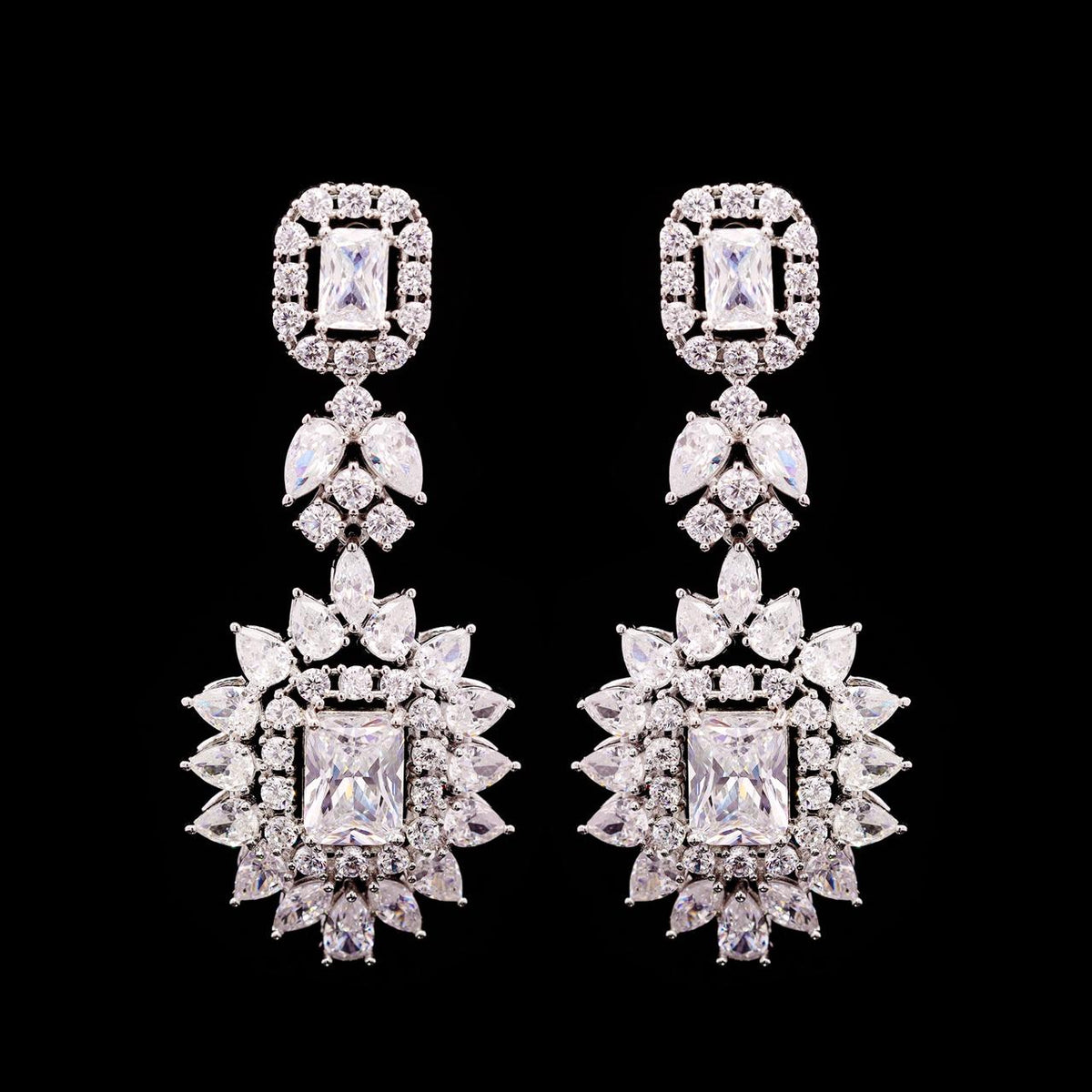 Carmela White Luxury Bridal Full Set with High-Quality Zircon Stones Rhodium Plated