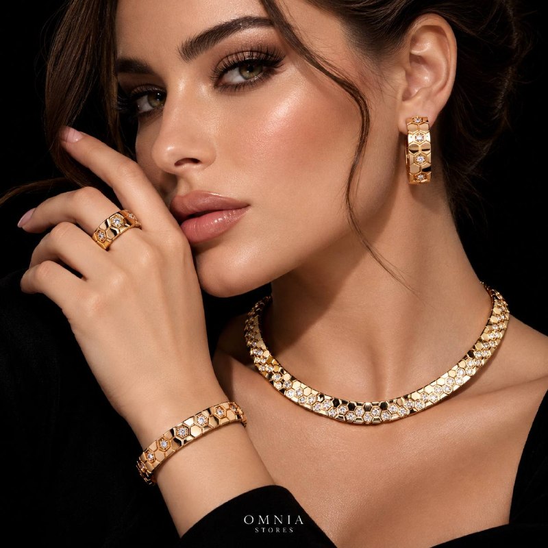 Rana Gold Luxury Bridal Full Set High-Quality Zircon Stones with Rhodium-Plated Finish