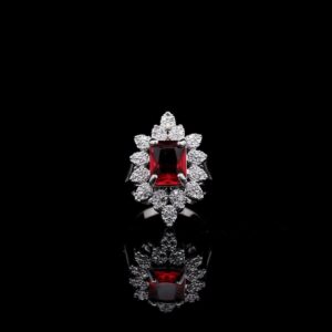 Omnia Blair Red Bridal Full Set High Quality Simulated Diamonds