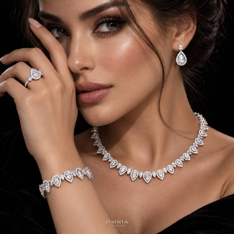 Sundus White Bridal Full Set – Premium Rhodium Plated with High-Quality Zircon Stones