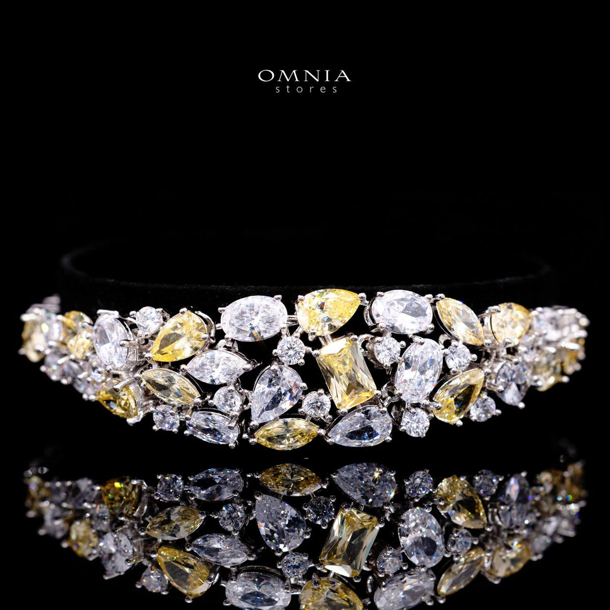 Maya Yellow Luxury Bridal Full Set with High-Quality Simulated Diamonds – Rhodium Plated