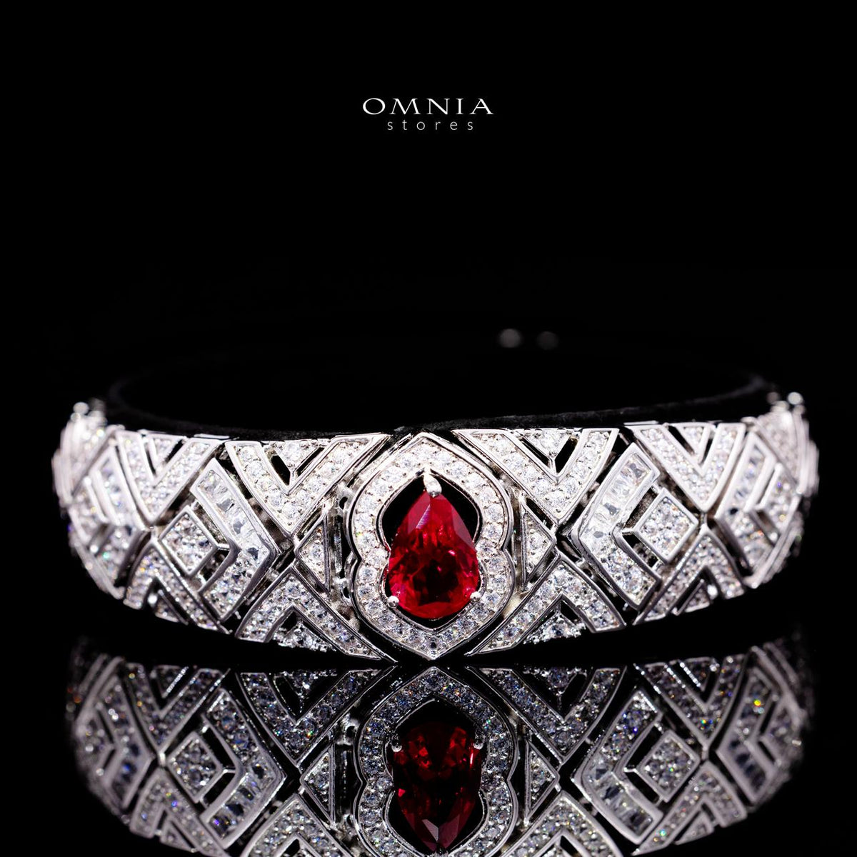 Daryan Red Luxury Bridal Full Set with High-Quality Simulated Diamonds – Rhodium Plated
