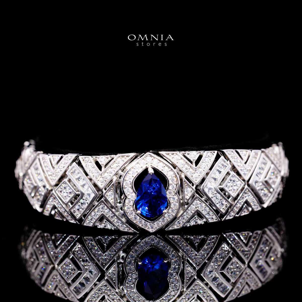 Daryan Blue Luxury Bridal Full Set with High-Quality Simulated Diamonds – Rhodium Plated